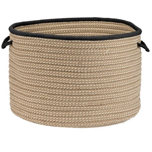 24" Black Rustic Round Braided Basket - IMAGE 1