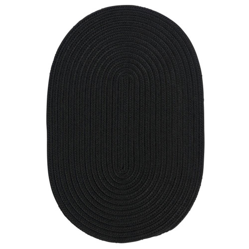 2' x 9' Black Traditional Braided Oval Area Throw Rug - IMAGE 1
