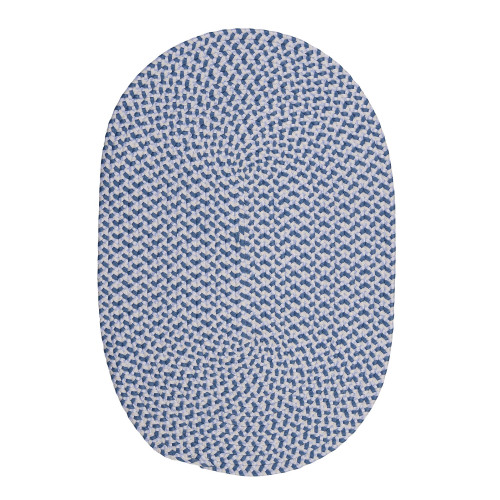 7' x 9' Blue and White Reversible Handcrafted Oval Braided Area Throw Rug - IMAGE 1