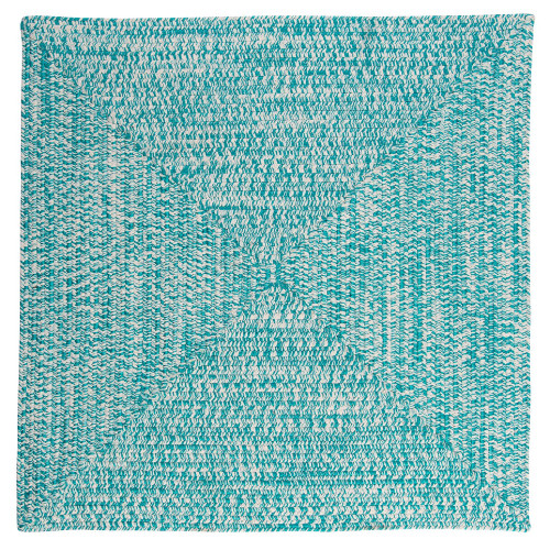 10' Aqua Blue and White Square Braided Area Rug - IMAGE 1