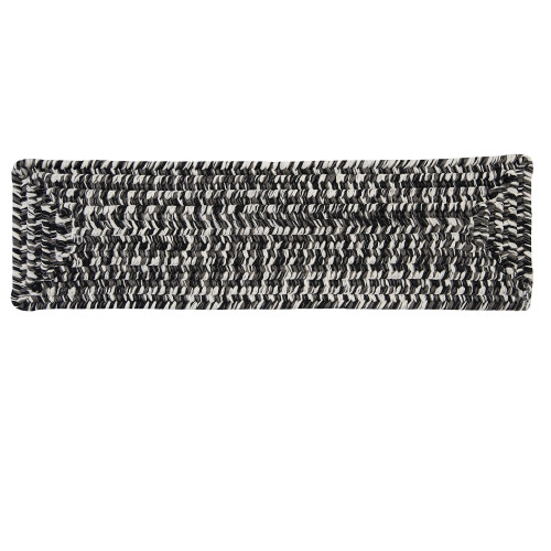 Set of 13 Black and White Handmade Braided Stair Tread Rug 28" - IMAGE 1
