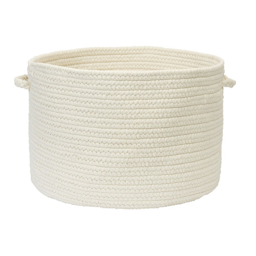 14" White Handmade Braided Basket - IMAGE 1