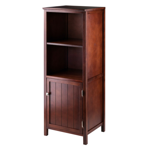 47.25" Warm Walnut Jelly Cupboard with 2 Shelves and Door - IMAGE 1