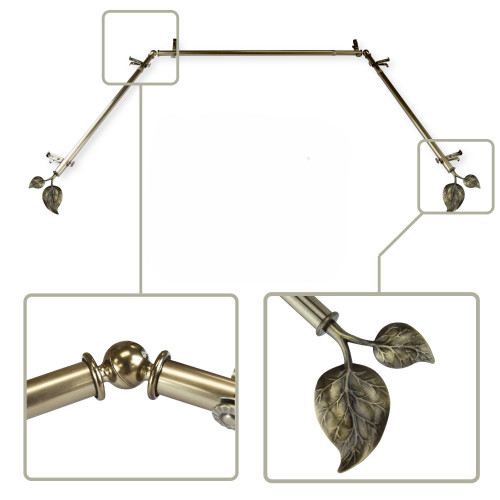 Metal Bay Window Curtain Rod - 152" - Gold - IMAGE 1