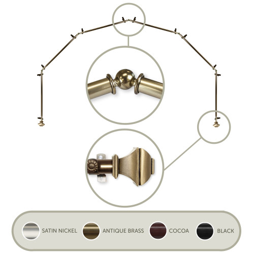 262" Gold Solid Contemporary 6-Sided Bay Window Curtain Rod - IMAGE 1
