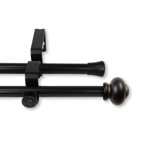 87.5" Black Contemporary Solid Double Curtain Rod - IMAGE 1