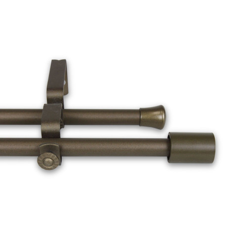 51" Antique Gold Double Curtain Rod with Mounting Brackets - IMAGE 1