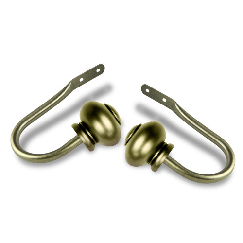 Set of 2 Gold Contemporary Curtain Rod Holdbacks 7.5" - IMAGE 1