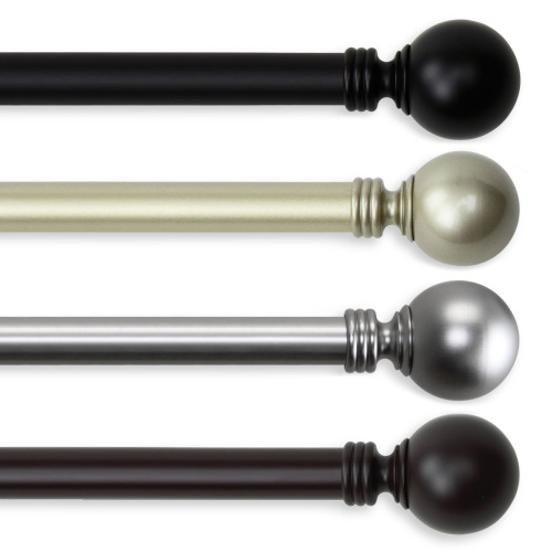 160"-240" Black Round Adjustable Double Curtain Rod - IMAGE 1