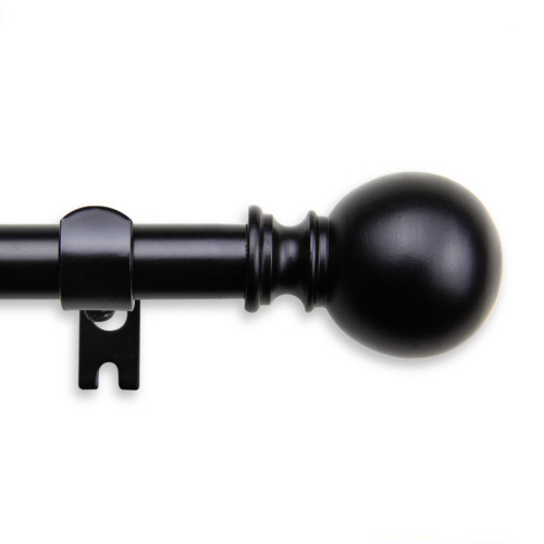 124" Black Solid Contemporary Curtain Rod with Mounting Brackets - IMAGE 1