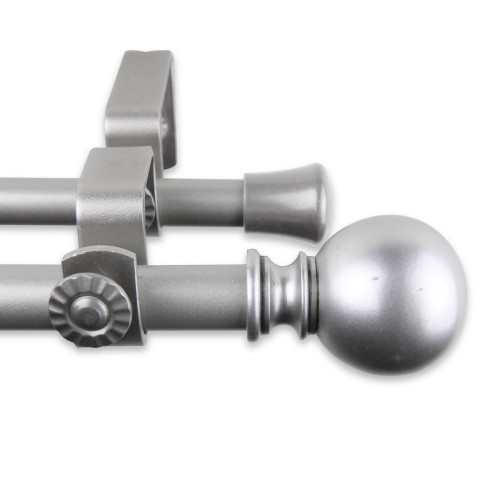 50" Satin Nickel Double Curtain Rod with Mounting Bracket - IMAGE 1