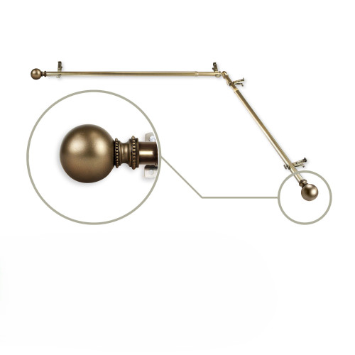 Elegant Corner Window Curtain Rod with Mounting Hardware - 105" - Antique Brass - IMAGE 1