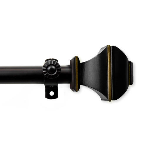 175" Black Maryland Contemporary Single Window Curtain Rod - IMAGE 1