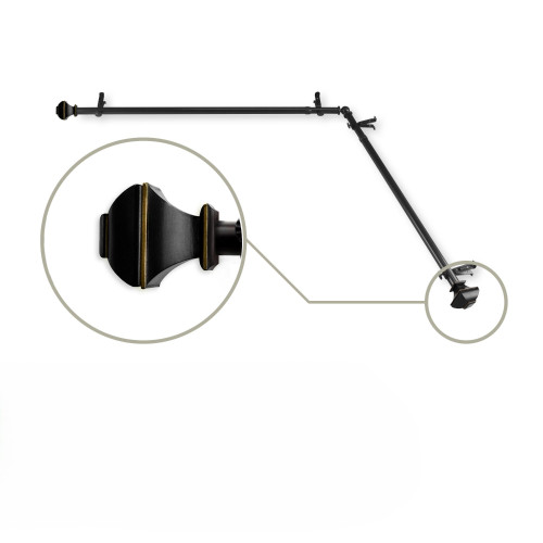 Contemporary Corner Window Curtain Rod - 248" - Matte Black - IMAGE 1