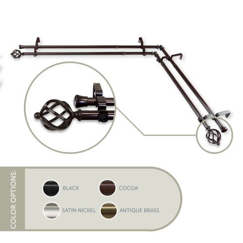 248-Inch Bronze Double Corner Window Curtain Rod With a Swirled Knob - IMAGE 1