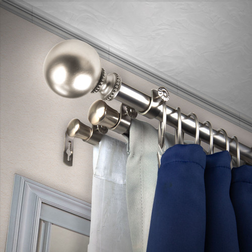 90" Silver Solid Heavy Duty Triple Curtain Rod - IMAGE 1