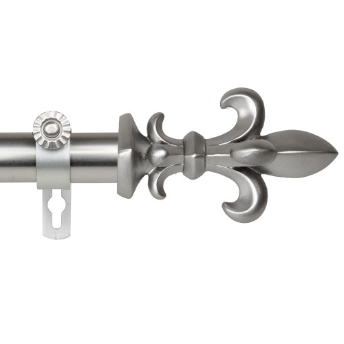 120"- 170" Satin Nickel Adjustable Window Curtain Rod with Fleur de Lis Finials - IMAGE 1