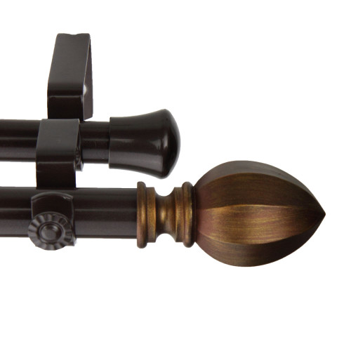 177" Brown Contemporary Corner Window Double Curtain Rod - IMAGE 1