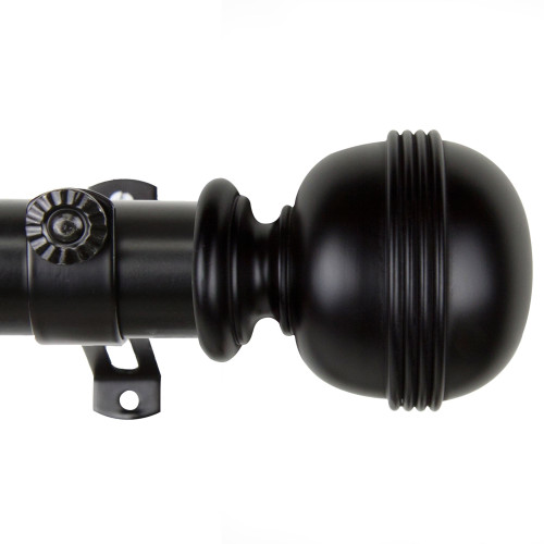 222.5" Black Round Solid Curtain Rod with Mounting Brackets - IMAGE 1