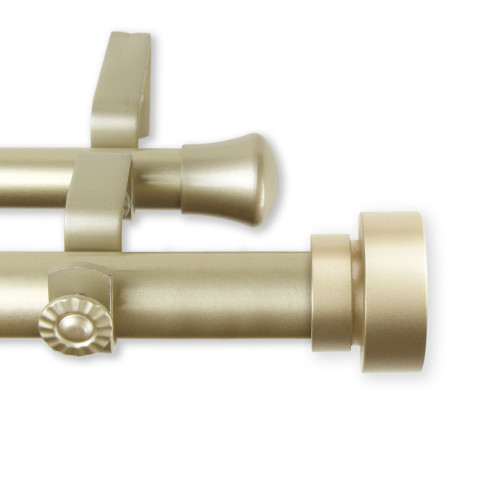 86.25" Gold Solid Contemporary Double Curtain Rod - IMAGE 1