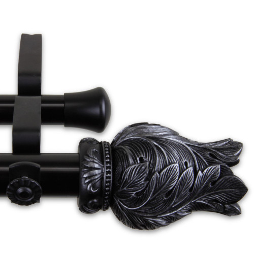 54.25" Black Solid Contemporary Double Curtain Rod - IMAGE 1