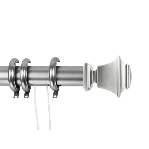92.5" Satin Silver Decorative Traverse Rod with G-Shaped Rings - IMAGE 1