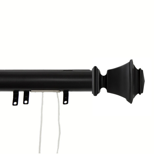 56.5" Black Decorative Adjustable Traverse Rod with Sliders - IMAGE 1
