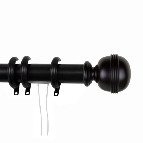 163.5" Black Decorative Traverse Rod with G-Shaped Rings - IMAGE 1