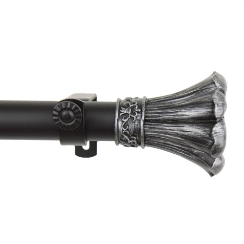 53.5" Black Fuga Contemporary Single Window Curtain Rod - IMAGE 1