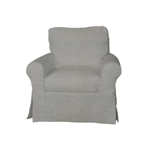 36” Slate Grey Slipcovered Swivel Rocking Chair - IMAGE 1