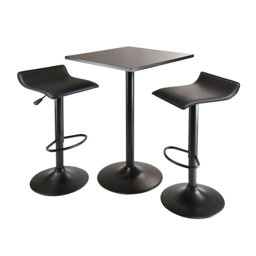 Set of 3 Black Contemporary Pub Table Set 34.5" - IMAGE 1