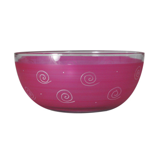 Pink Swirls and Dots Hand Painted Glass Serving Bowl 11" - IMAGE 1