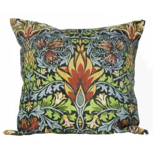 18" Blue and Brown Swirl Floral Throw Pillow with Insert - IMAGE 1