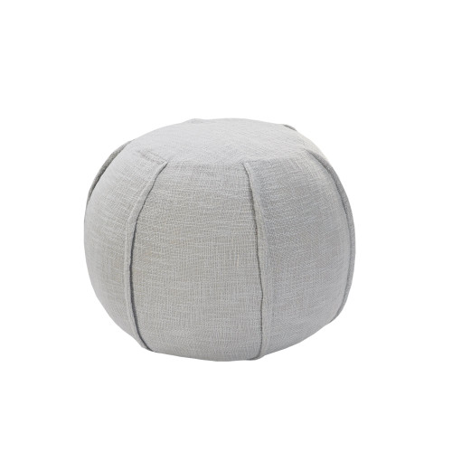 18" Solid Gray Pleated Handcrafted Round Pouf Ottoman - IMAGE 1