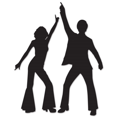 Club Pack of 24 Black Male and Female Disco Silhouettes Party Decors 36.5" - IMAGE 1