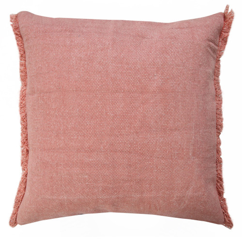 20" Pink Solid Fringe Square Throw Pillow - IMAGE 1