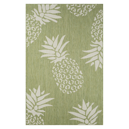 5' x 7' Green and Beige Pineapple Rectangular Outdoor Area Throw Rug - IMAGE 1