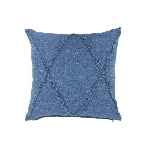 18" Navy Blue Hand Woven Diamond Tufted Square Throw Pillow - IMAGE 1