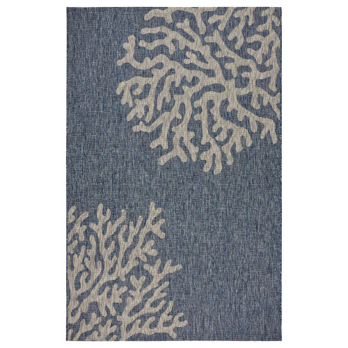 5' x 7' Navy Blue and Gray Coral Reef Rectangular Outdoor Area Throw Rug - IMAGE 1