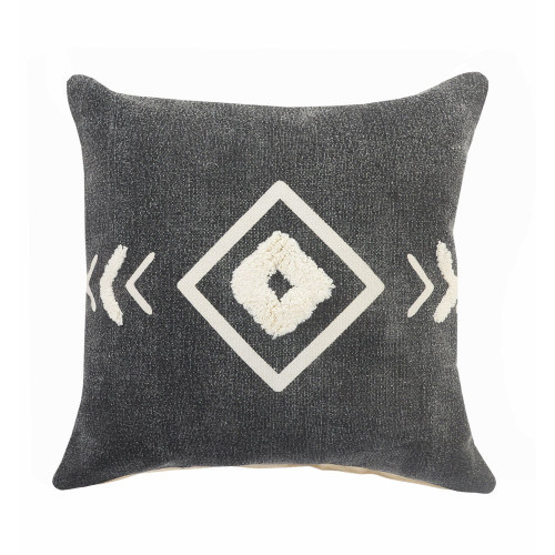 20" Black and White Geometric Diamond Square Throw Pillow - IMAGE 1