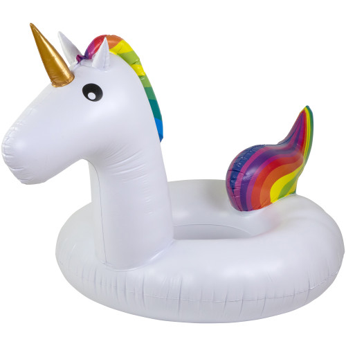 68" Rainbow Unicorn Inflatable Swimming Pool Tube Ring Float - IMAGE 1
