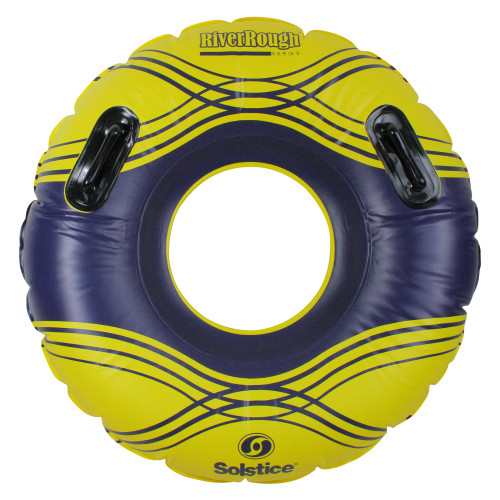 Striped Solstice Inflatable Swimming Pool Ring Inner Tube - 42" - Yellow and Blue - IMAGE 1