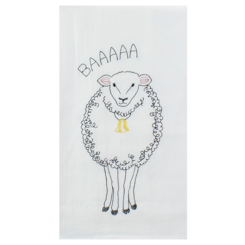25" Black and White Cotton Sheep Towel - IMAGE 1