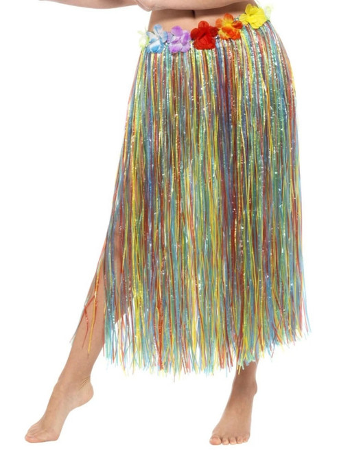 84" Vibrantly Colored Hawaiian Hula Skirt Women Adult Halloween Costume - One Size - IMAGE 1