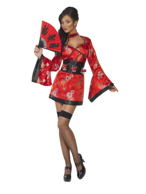 49" Red and Black Vodka Geisha Women Adult Halloween Costume - Small - IMAGE 1