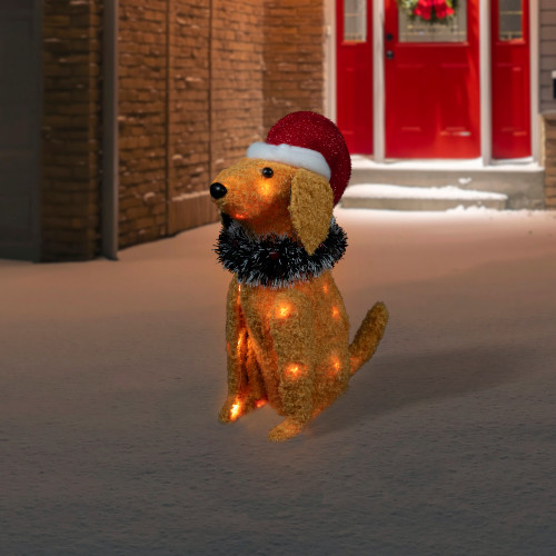 3D Lighted Sitting Dog Outdoor Christmas Decoration - 17.75" - Clear Lights - IMAGE 1