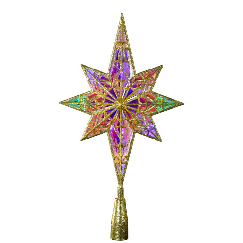 LED Glitter Star of Bethlehem Christmas Tree Topper - 14.5" - Gold ...