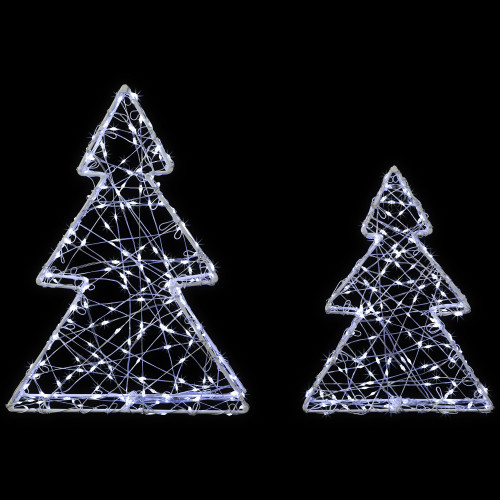 LED Lighted Wire Christmas Tree Decorations - 14" - White - Set of 2 - IMAGE 1