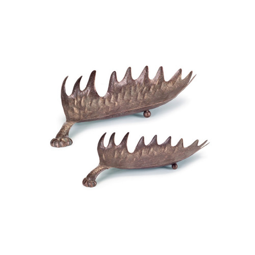 Set of 2 Elk Horn Christmas Tabletop Trays 5" - IMAGE 1