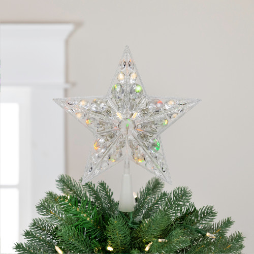 LED Lighted Battery Operated Color Changing Jeweled Star Christmas Tree Topper - 9.5" - IMAGE 1